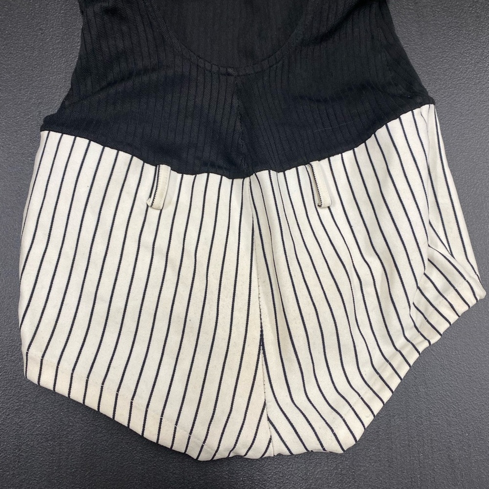 VINTAGE 30S ONE PIECE SWIMSUIT BLACK STRIPES GINGHAM ROCKABILLY PINUP RARE - Picture 9 of 10